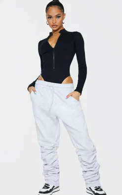 PrettyLittleThing Snatched*Snatched Rib Zip Up Long Sleeve Bodysuit