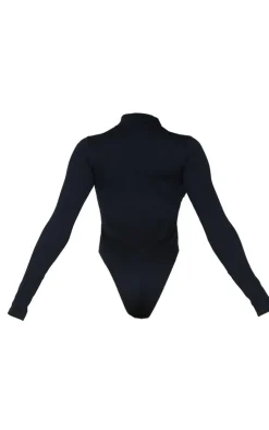 PrettyLittleThing Snatched*Snatched Rib Zip Up Long Sleeve Bodysuit