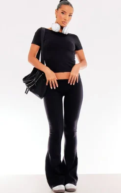 Sale PrettyLittleThing Snatched Sculpt Cap Sleeve Tee Black
