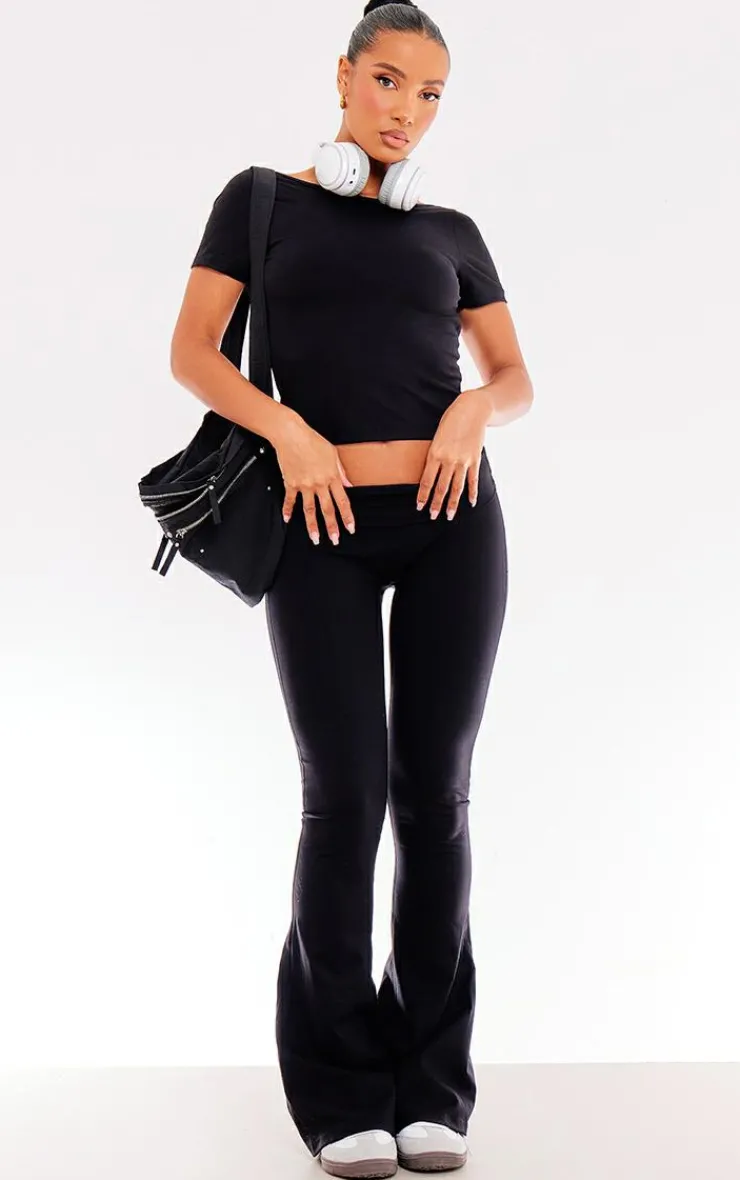 Sale PrettyLittleThing Snatched Sculpt Cap Sleeve Tee Black