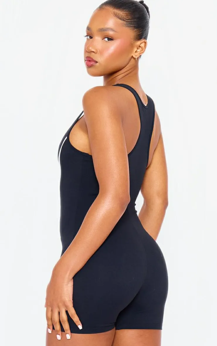 PrettyLittleThing Unitards*Snatched Sculpt Contrast Binding Scoop Neck Unitard