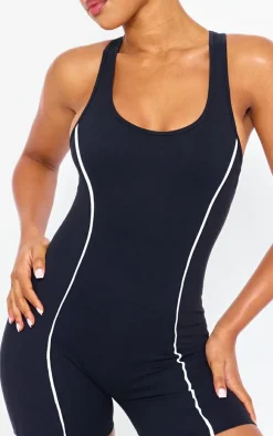 PrettyLittleThing Unitards*Snatched Sculpt Contrast Binding Scoop Neck Unitard