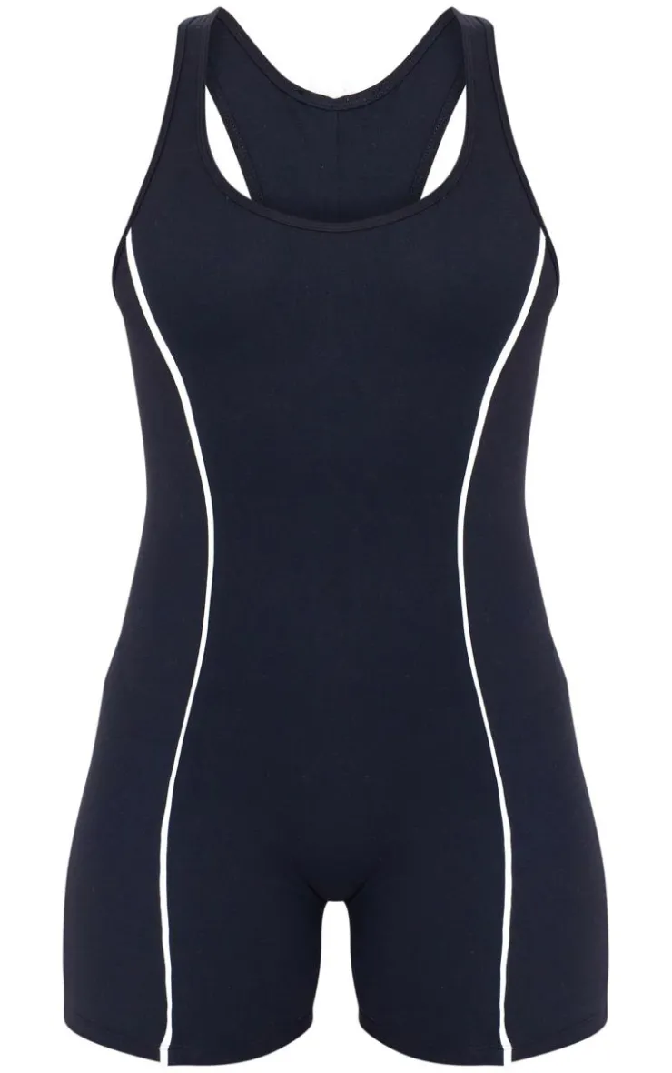 PrettyLittleThing Unitards*Snatched Sculpt Contrast Binding Scoop Neck Unitard