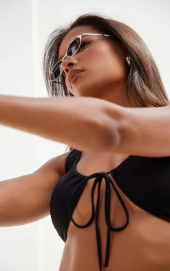 Outlet PrettyLittleThing Snatched Sculpt Ruched Cropped Top Black