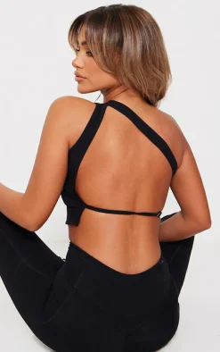 Hot PrettyLittleThing Snatched Sculpt Strappy One Shoulder Crop Top Black