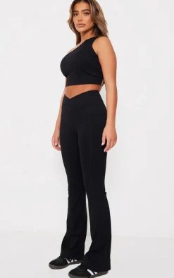 Hot PrettyLittleThing Snatched Sculpt Strappy One Shoulder Crop Top Black
