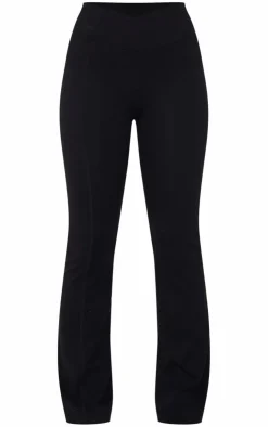 New PrettyLittleThing Snatched Sculpt Wrap Waistband Ruched Bum Flares Black