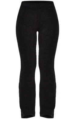 PrettyLittleThing Soft Bobble Knit Wide Leg Pants Black
