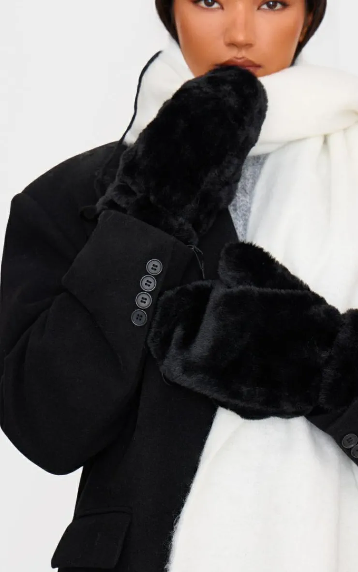 PrettyLittleThing Scarves & Gloves*Soft Faux Fur Attached Mittens