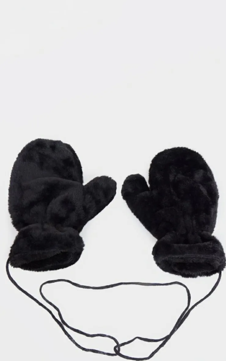 PrettyLittleThing Scarves & Gloves*Soft Faux Fur Attached Mittens