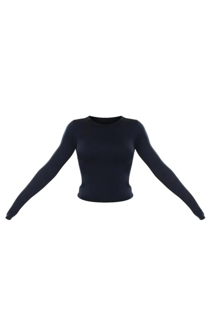 Black Soft Jersey Long Sleeve Fitted Pajama Top