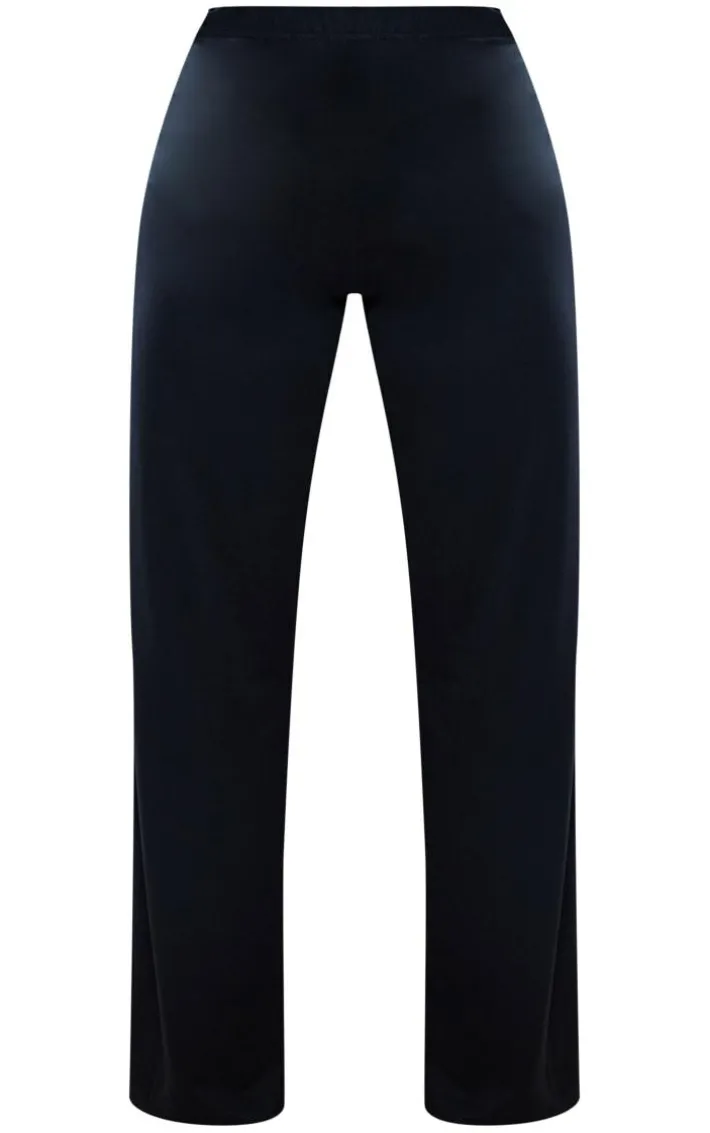 Black Soft Jersey Wide Leg Pajama Pants