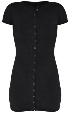 Soft Knit Button Through Mini Dress-PrettyLittleThing New