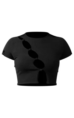 PrettyLittleThing Knitted Tops*Soft Knit Heart Trim Asymmetric Detail Crop Top