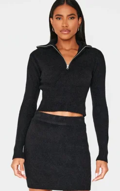 Sale PrettyLittleThing Soft Knit Mini Skirt Black