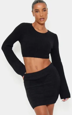 Best PrettyLittleThing Soft Knit Open Back Sweater Black