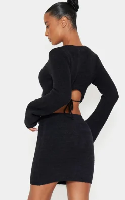 Best PrettyLittleThing Soft Knit Open Back Sweater Black