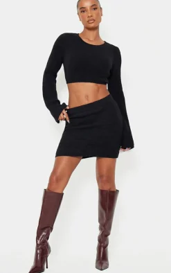 Best PrettyLittleThing Soft Knit Open Back Sweater Black