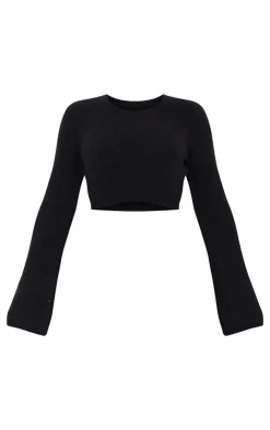 Best PrettyLittleThing Soft Knit Open Back Sweater Black
