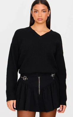 PrettyLittleThing Sweaters*Soft Knit V Neck Oversized Sweater