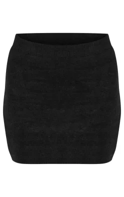 Hot PrettyLittleThing Soft Knitted Mini Skirt Black