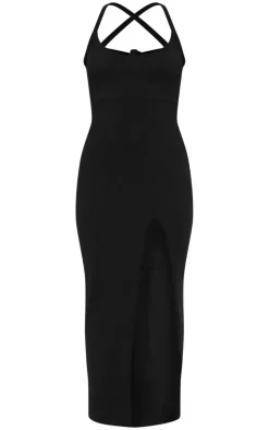 Soft Rib Cut Out Tie Back Midaxi Dress-PrettyLittleThing Outlet