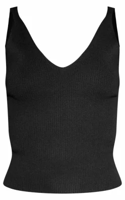 PrettyLittleThing Knitted Tops*Soft Rib Knit V Neck Vest