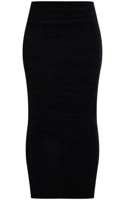 New PrettyLittleThing Soft Textured Knit Maxi Skirt Black