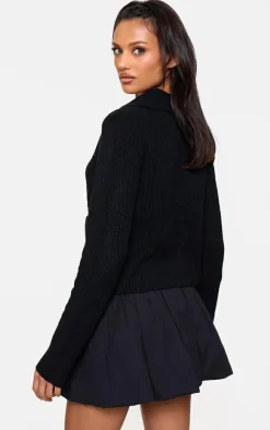 PrettyLittleThing Cardigans*Soft Textured Knit Button Up Collar Detail Cardigan