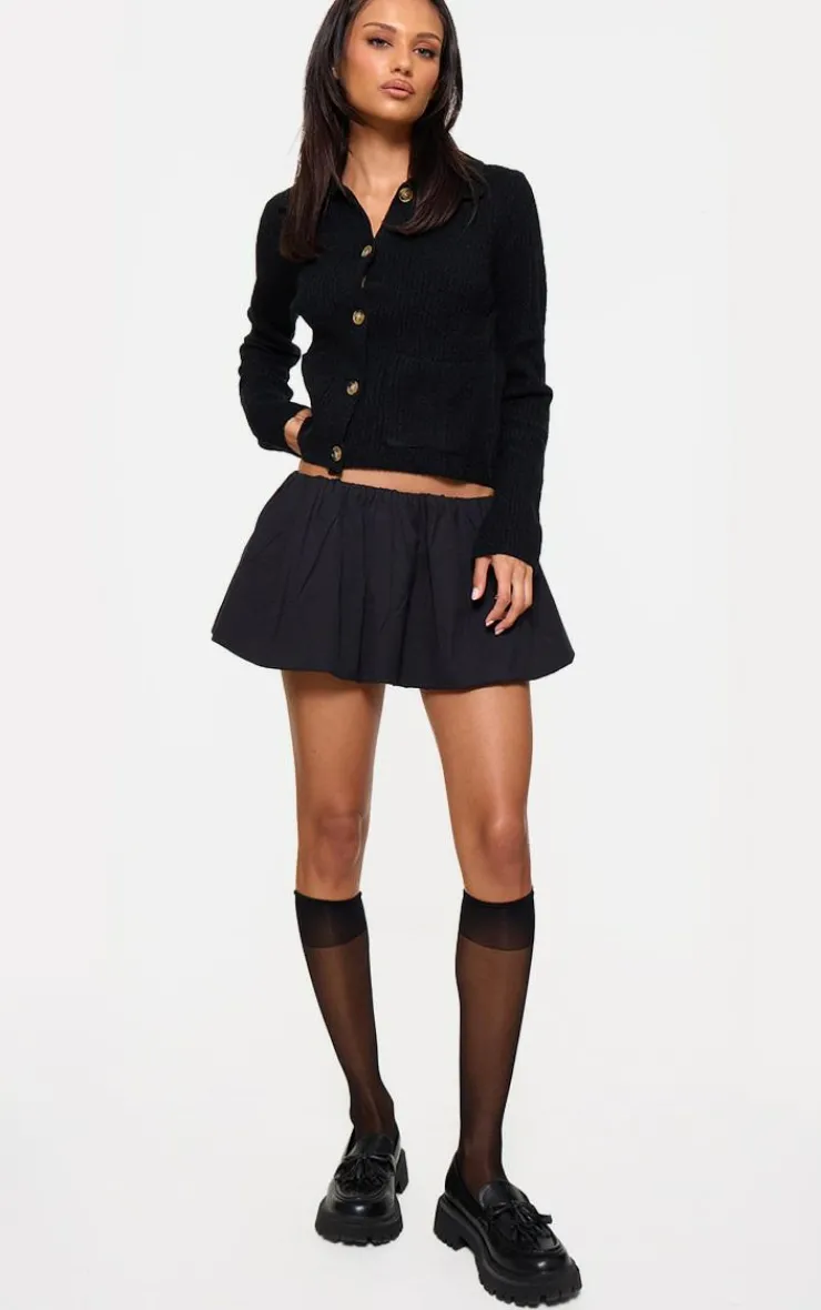PrettyLittleThing Cardigans*Soft Textured Knit Button Up Collar Detail Cardigan