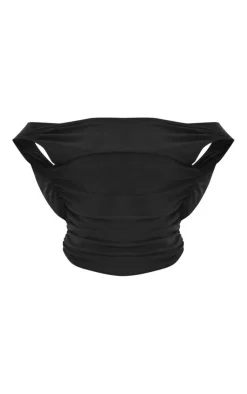 Outlet PrettyLittleThing Soft Touch Backless Side Ruched Top Black