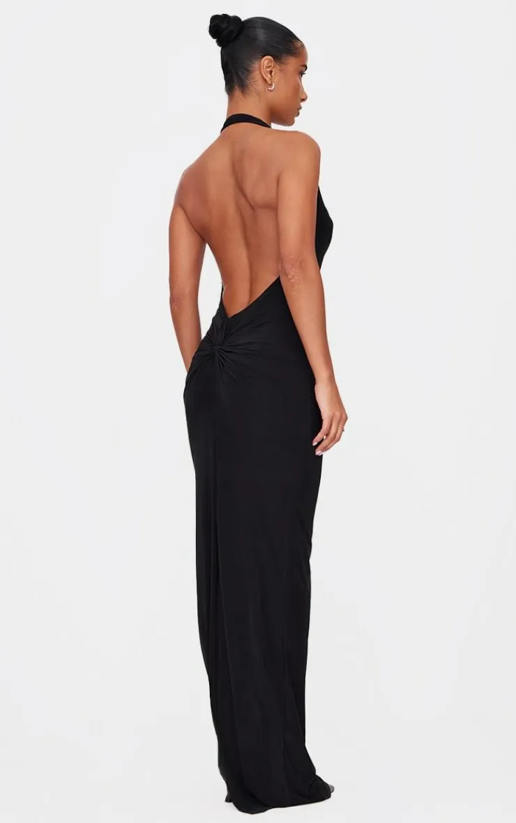 Soft Touch Cowl Neck Twist Back Detail Maxi Dress-PrettyLittleThing Outlet
