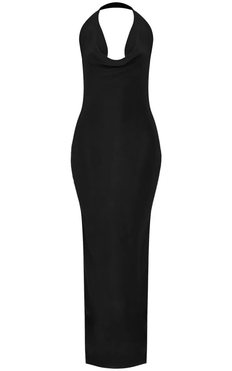 Soft Touch Cowl Neck Twist Back Detail Maxi Dress-PrettyLittleThing Outlet
