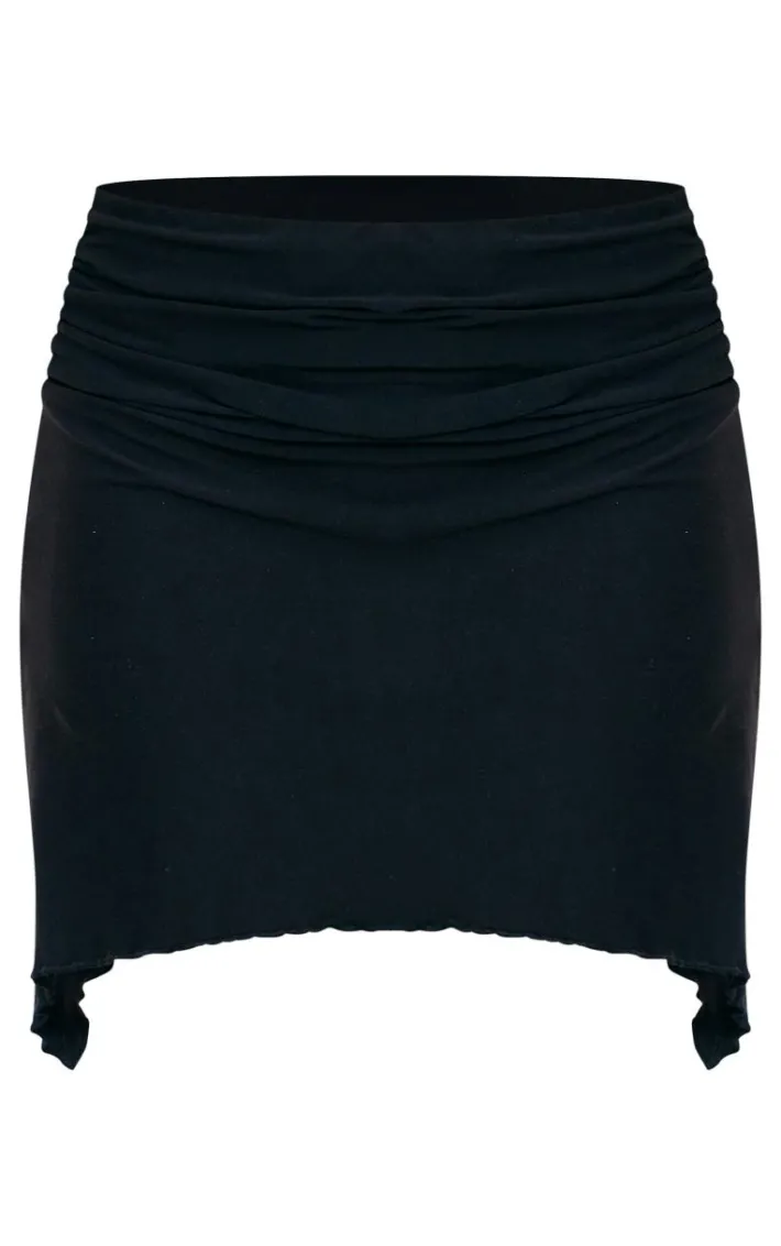 Black Soft Touch Handkerchief Hem Mini Skirt
