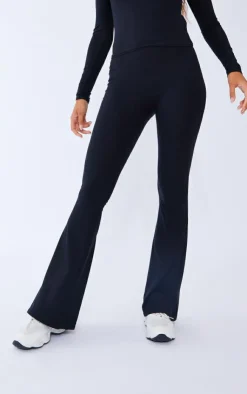 Online PrettyLittleThing Soft Touch High Waist Flared Pants Black