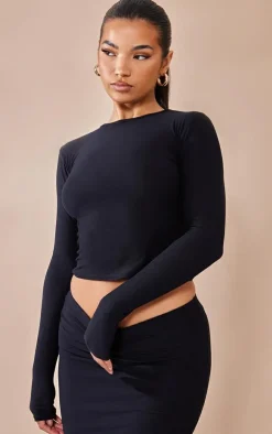 New PrettyLittleThing Soft Touch Long Sleeve Top Black