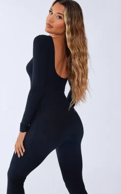Outlet PrettyLittleThing Soft Touch Long Sleeve Longline Top Black