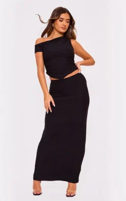 Best PrettyLittleThing Soft Touch Low Rise Maxi Skirt Black