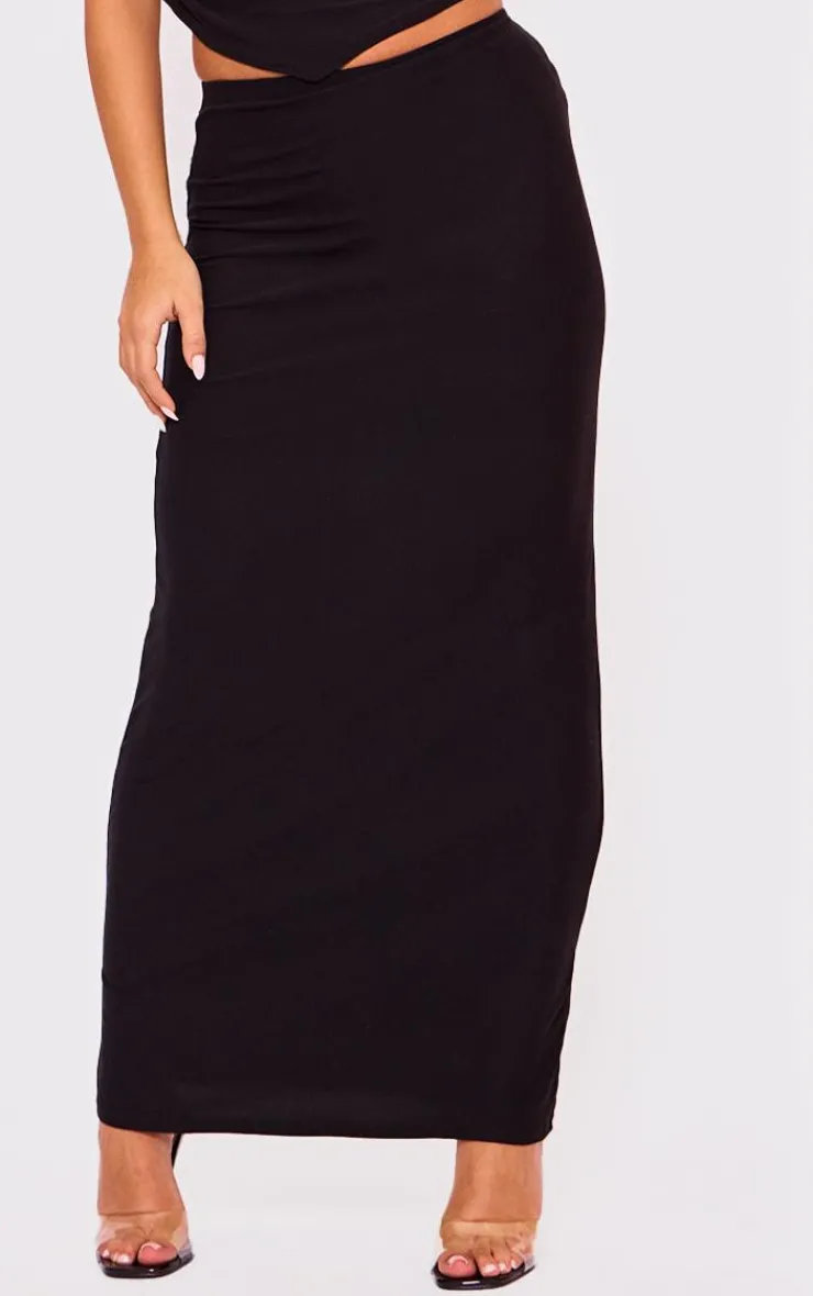 Best PrettyLittleThing Soft Touch Low Rise Maxi Skirt Black