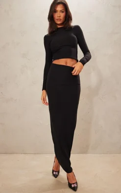 New PrettyLittleThing Soft Touch Maxi Skirt Black