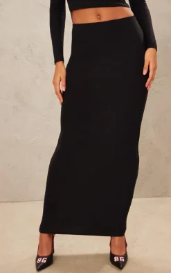 New PrettyLittleThing Soft Touch Maxi Skirt Black