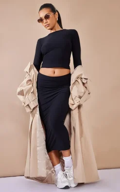 Best PrettyLittleThing Soft Touch Midi Skirt Black