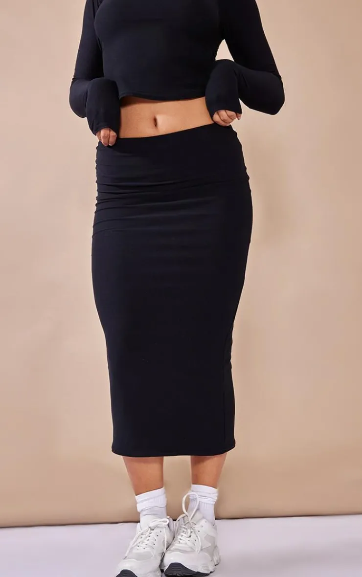 Best PrettyLittleThing Soft Touch Midi Skirt Black
