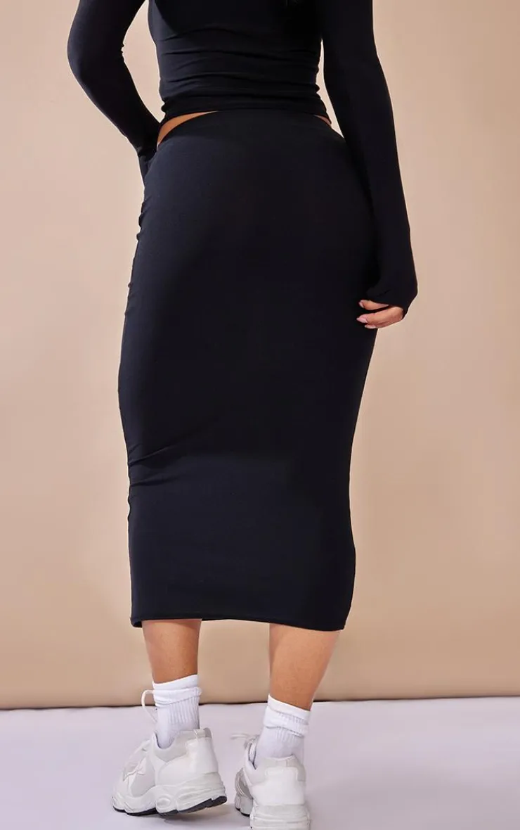 Best PrettyLittleThing Soft Touch Midi Skirt Black