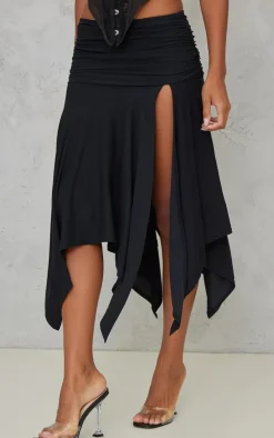 Soft Touch Ruched Asymmetric Midi Skirt-PrettyLittleThing Best