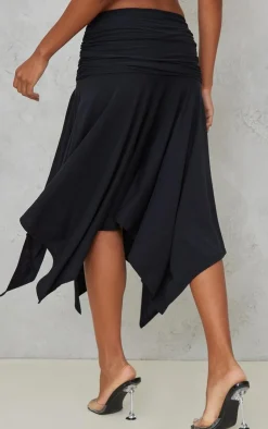 Soft Touch Ruched Asymmetric Midi Skirt-PrettyLittleThing Best