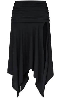 Soft Touch Ruched Asymmetric Midi Skirt-PrettyLittleThing Best