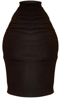Sale PrettyLittleThing Soft Touch Ruched Halterneck Crop Top Black