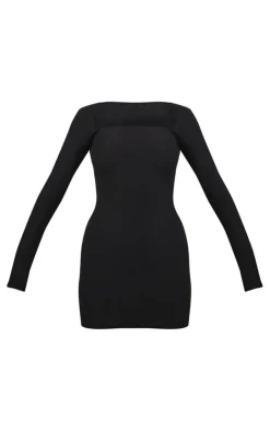 Soft Touch Square Neck Long Sleeve Bodycon Dress-PrettyLittleThing Online