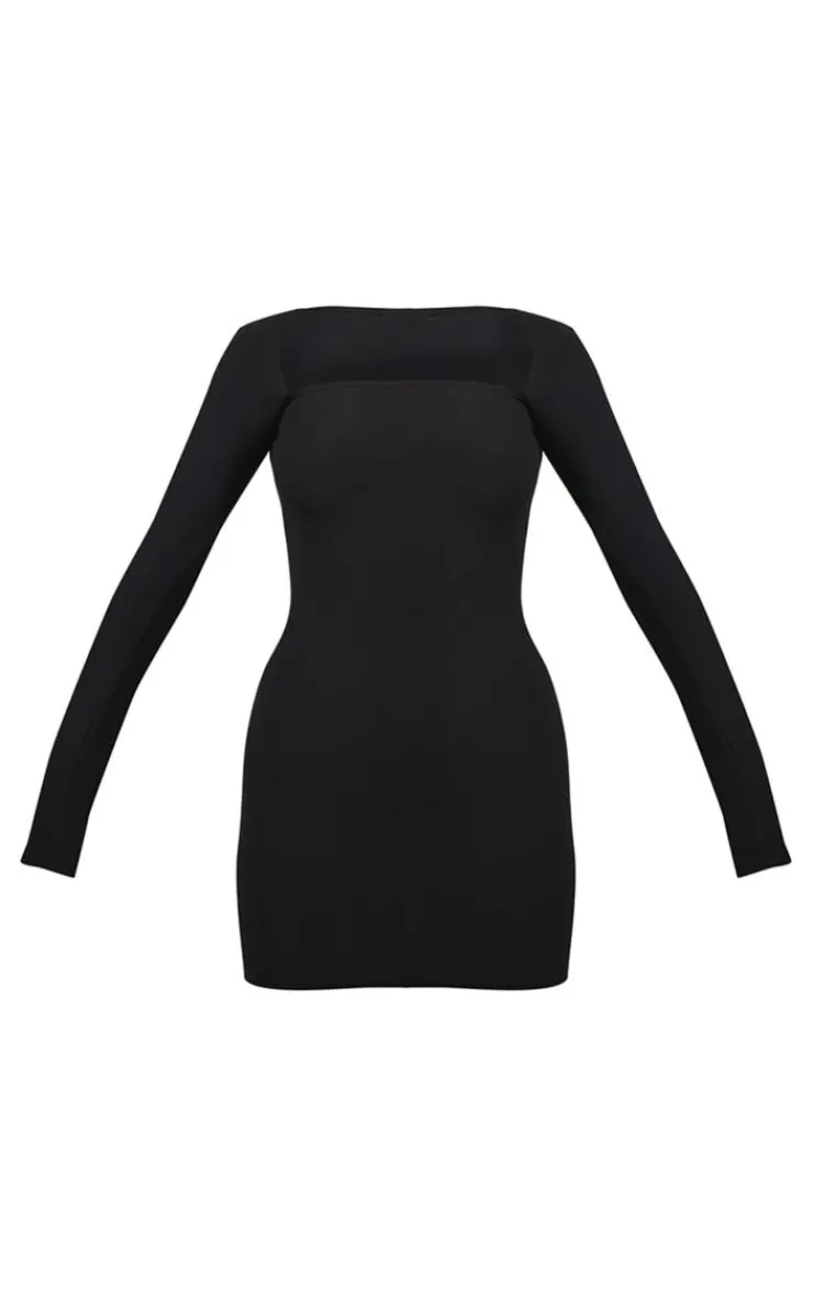 Soft Touch Square Neck Long Sleeve Bodycon Dress-PrettyLittleThing Online
